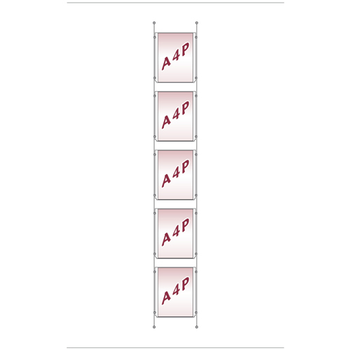 Wall mount poster kit for 5x A4P on bars